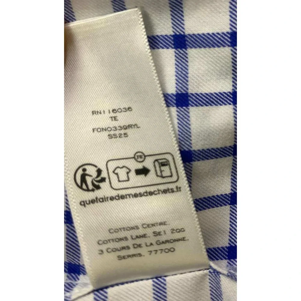Charles Tyrwhitt Button Shirt Men 17/34 Blue‎ White Extra Slim Fit Check Cotton